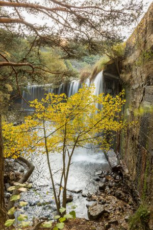 Photo for Waterfall in the Presa del Pradillo in the Sierra de Guadarrama, Madrid, Spain - Royalty Free Image