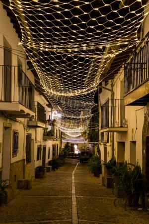 Photo for Christmas lighting in the town of Guadalupe in the province of Caceres, Spain - Royalty Free Image