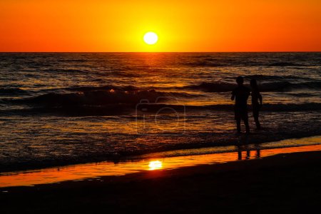 Photo for Sunset at La Barrosa beach in Sancti Petri, Cadiz, Spain - Royalty Free Image