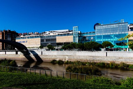 Photo for Views of the Madrid Rio park next to the Manzanares river and green vegetation around it - Royalty Free Image