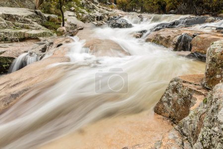 Téléchargez les photos : Torrent d'eau de la rivière Manzanares dans la région de Pedriza à Madrid - en image libre de droit