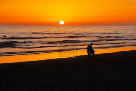 Photo for Sunset at La Barrosa beach in Sancti Petri, Cadiz, Spain - Royalty Free Image