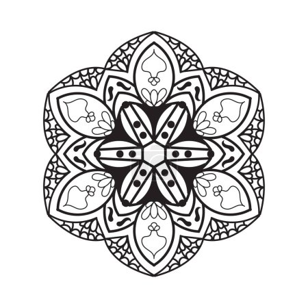 Photo for Black and white Simple Mandala flower for coloring book. Vintage decorative elements - Royalty Free Image