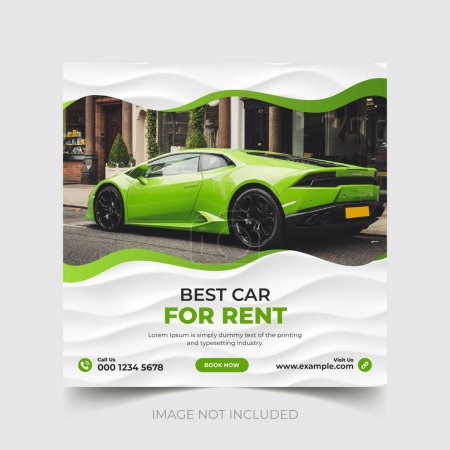 Illustration for Editable square banner template. Car rental social media facebook post template, car sale, - Royalty Free Image