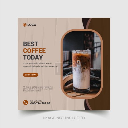 Illustration for International Coffee Day social media post template design, World Coffee day social media post, Coffee square web flyer design, editable vector - Royalty Free Image