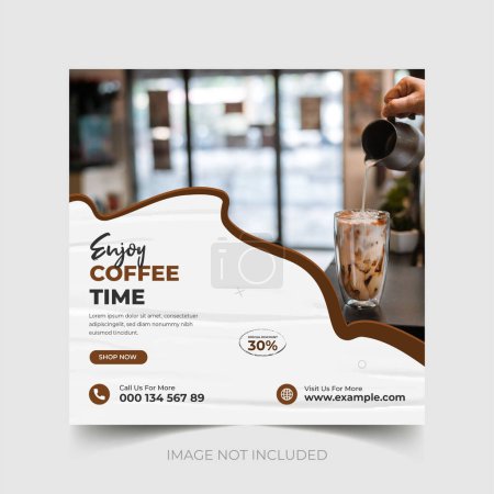 Téléchargez les photos : Journée internationale du café conception de modèle de message sur les médias sociaux, Journée mondiale du café message sur les médias sociaux, Conception de flyer web carré café, vecteur modifiable - en image libre de droit