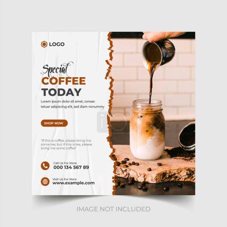 Ilustración de International Coffee Day social media post template design, World Coffee day social media post, Coffee square web flyer design, editable vector - Imagen libre de derechos
