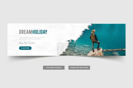 Illustration for Travel agency youtube cover or web banner template design, Travel agency linkedin banner template or web banner template design - Royalty Free Image