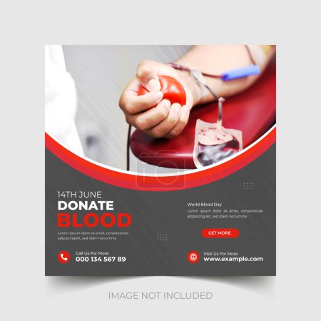 Téléchargez les photos : Journée mondiale des donateurs ensemble d'affiches, Donnez vie à être un héros, Organisme de bienfaisance du sang donateur plat design pour affiche et bannière. Modèle de post de don de sang sur les médias sociaux - en image libre de droit