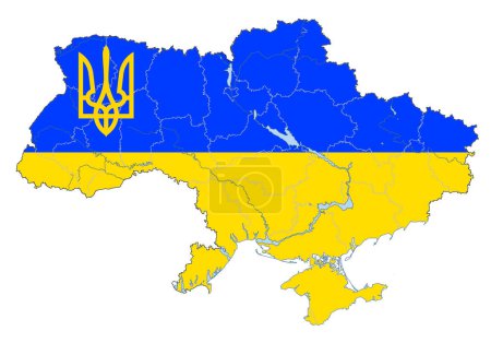 Map of ukraine with trident