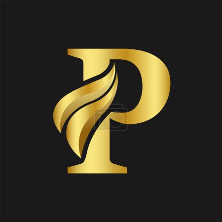 goldener Buchstabe p Logo.