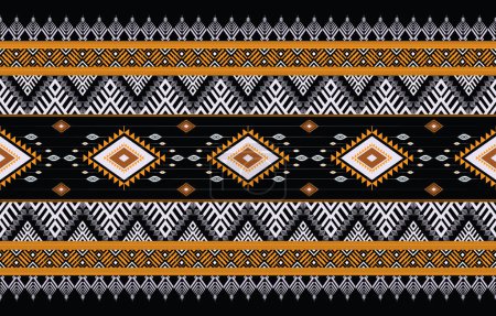 Ilustración de Vector de patrón geométrico étnico abstracto. diseño de patrones en motivo azteca mexicana afroamericana nativa y vector de patrón bohemio. diseñado para el fondo, papel pintado, impresión, envoltura, azulejo, sarong, seda, batik, y el embalaje. ilustración vectorial. - Imagen libre de derechos