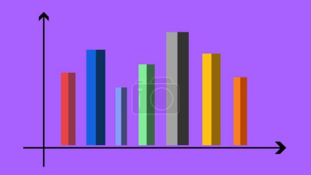 Photo for Colorful bar graph representation animation. Easy to use infographics. 3d Chart. 3d Bar graph animation with camera movement. - Royalty Free Image