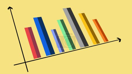 Photo for Colorful bar graph representation animation. Easy to use infographics. 3d Chart. 3d Bar graph animation with camera movement. - Royalty Free Image