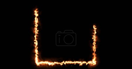 Photo for Burning square frame on black background. Placeholder overlay effect rectangular frame on fire. Hot blazing inferno polygon geometric. Sparkle power flame high quality stock illustration. - Royalty Free Image