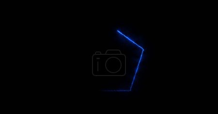 Traceable neon light moving on border of a pentagon. Glowing pentagon noen stripes frame seamless animation disco party night club sign