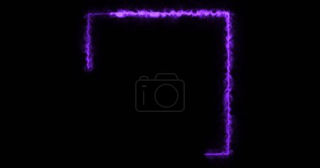 Photo for Burning square frame on black background. Placeholder overlay effect rectangular frame on fire, Hot blazing inferno polygon geometric seamless loop. Sparkle power flame flash bg. - Royalty Free Image