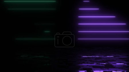 Photo for Line stack of two different colors in reflection. Clubbing ray data transfer stripe background cyberspace security motion loop. Dancing club virtual corporate illuminated bg wavy shiny bg. - Royalty Free Image
