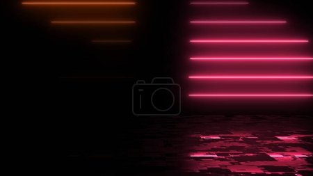 Photo for Line stack of two different colors in reflection. Clubbing ray data transfer stripe background cyberspace security motion loop. Dancing club virtual corporate illuminated bg wavy shiny bg. - Royalty Free Image