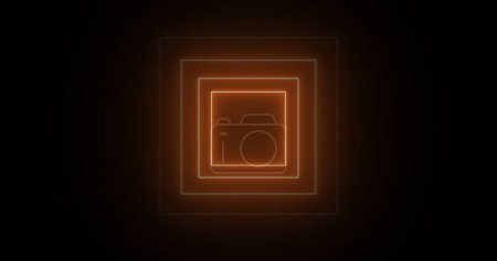 Photo for Square boxes animating in and out appear to disappear glowing bg. Rectangle shiny illuminated futuristic loading animation geometric cosmic style night club design elements assets high-quality. - Royalty Free Image