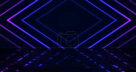 Tecnología abstracta fondo discoteca vida nocturna fondo. Disco luces música concierto espectáculo de luz brillante lazo láser geométrico cuadrado brillante con reflexión. Ceremonia de entrega.