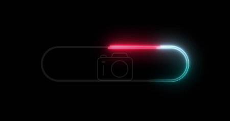 Photo for Neon retro style name placeholder neon sign board. Empty title space intro reveals shiny glowing rectangular frames for nightclubs, motels, and hotels. Circus billboard shows opener credit role asset. - Royalty Free Image