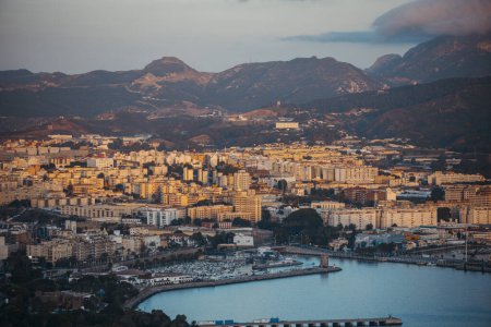 View of the port of Ceuta, a Spanish city in North Africa, at sunrise. High quality photo