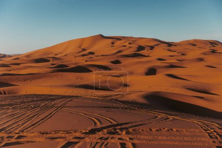 Photo for Sand dunes in the Sahara Desert, Merzouga, Morocco. High quality photo - Royalty Free Image