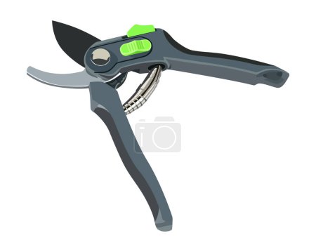 Illustration for Vector of isolated pruning scissor spring care secateurs branch clippers - Royalty Free Image