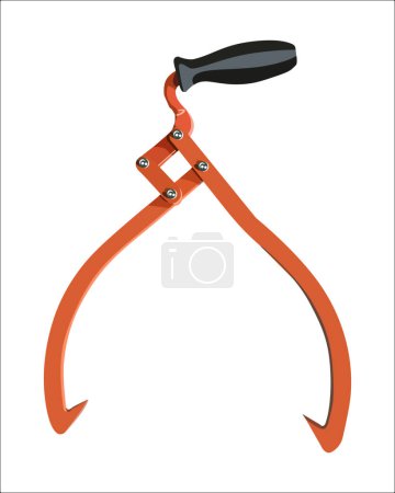 Téléchargez les illustrations : Vector Illustration timber lifting claws hook log tongs lifter tools isolated on white background. Carpentry hand tools for felling and logging. - en licence libre de droit