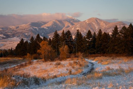 Photo for Alpenglow on the Bridger Mountains in Bozeman, Montana - Royalty Free Image