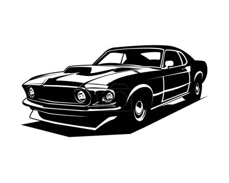 Illustration for Best ford mustang 429 muscle car for logo, badge, emblem, icon. isolated white background showing from side available in eps 10 format. - Royalty Free Image