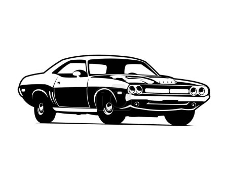 Téléchargez les illustrations : Meilleur 1969 Dodge super logo de voiture abeille pour insigne, emblème. blanc vue de fond de côté - en licence libre de droit