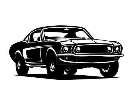 the best ford mustang 429 muscle car for logos, badges, emblems and the car company industry. isolated white background performing from front available as eps 10.