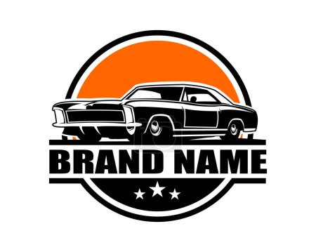 Logo de voiture de muscle Chrysler isolé sur fond blanc vue latérale. Meilleur pour les badges, emblèmes, disponibles en eps 10.
