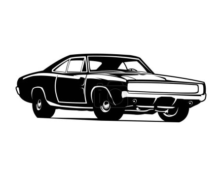 Illustration for Car best 1968 dodge hemi charger for logo, badge, emblem. isolated white background view from side. - Royalty Free Image
