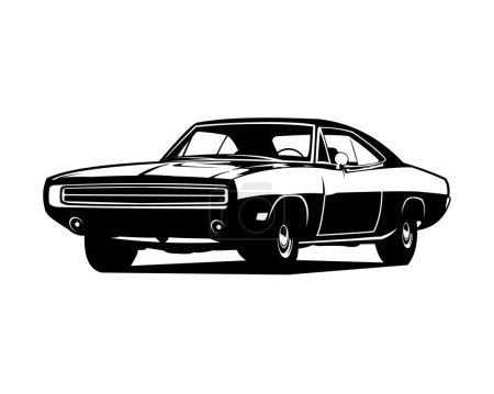 Illustration for The best 1970 dodge charger car logo for the car industry. isolated white background view from side. - Royalty Free Image