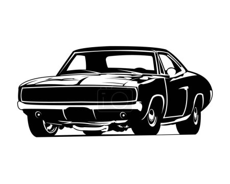Illustration for Charging car dodge isolated on white background side view. Best for badge, emblem, icon, logo, car industry and available in eps 10. - Royalty Free Image