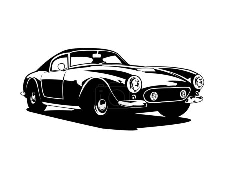 Illustration for Old car ferrari 250 competition for badge, logo, emblem. isolated white background view from side. vector illustration available in eps 10. - Royalty Free Image