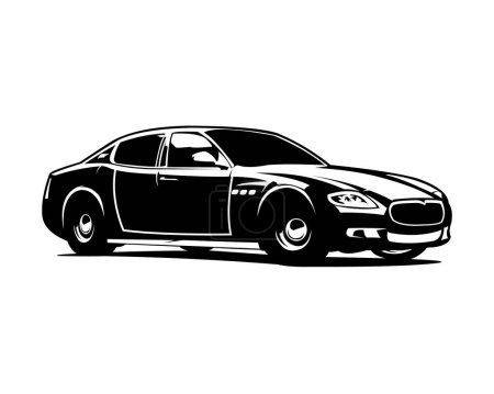 Illustration for Luxury car maserati quattroporte isolated on white background best side view for logo, badge, emblem, icon. vector illustration available in eps 10. - Royalty Free Image