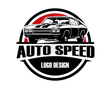 Ilustración de 1970 chevelle chevrolet coche logotipo aislado en la vista lateral de fondo blanco. vector ilustración diseño - Imagen libre de derechos