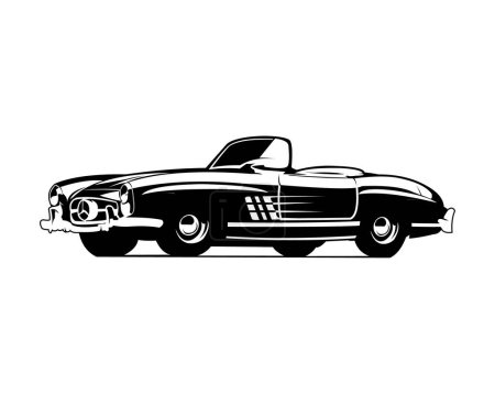 Illustration for 1960s car mercedes benz 300 sl roadster side view on white background. vector illustration design. - Royalty Free Image