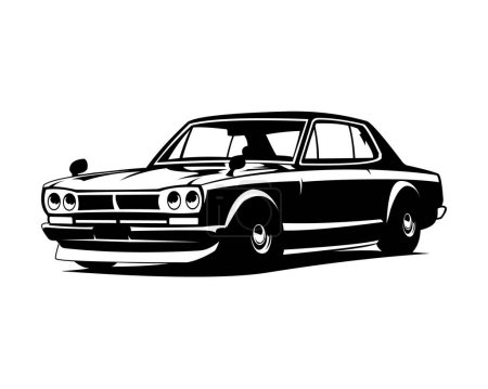  Japanische klassische Sportwagen isoliert auf einem weißen Hintergrund Seitenansicht. Vektor-Illustration in Folge 10. am besten für die Automobilindustrie, Logos, Abzeichen, Embleme und Symbole.