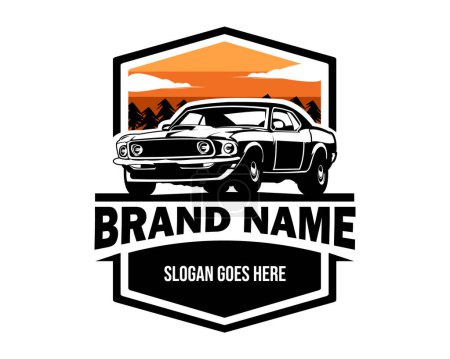 Foto de Logotipo del coche del músculo - ilustración del vector, diseño del emblema en el fondo blanco - Imagen libre de derechos