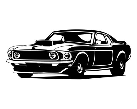 Illustration for Old american muscle car isolated vector illustration showing from the side. best for badge, icon and sticker design. - Royalty Free Image