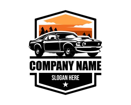 Mejor logotipo de coche Mustang Boss para insignias, emblemas, iconos y la industria del automóvil. vista de fondo blanco aislado desde el lado.