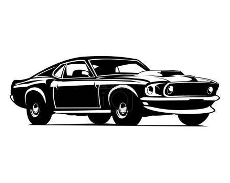 El mejor logotipo de coche jefe mustang para la industria del automóvil. vista de fondo blanco aislado desde el lado.