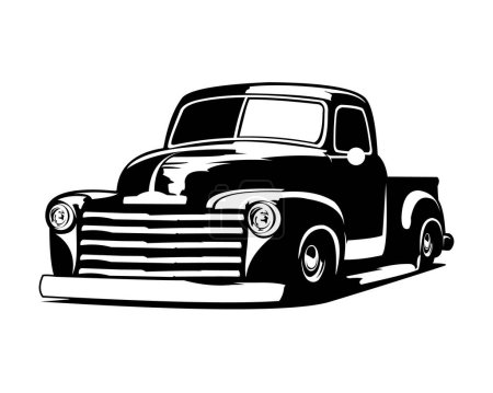 Illustration for Old classic truck logo isolated on white background showing from front. vector illustration available in eps 10. - Royalty Free Image