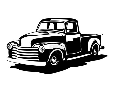 Foto de Viejo logotipo del camión americano aislado en el fondo blanco que muestra de lado. mejor para la industria de automóviles de camiones viejos. ilustración vectorial disponible en eps 10. - Imagen libre de derechos