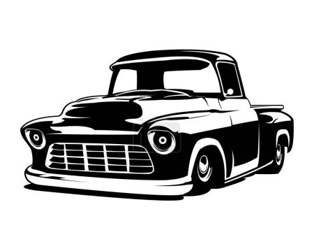 Foto de American viejo logotipo clásico camión aislado sobre fondo blanco que muestra desde el frente con increíble puesta de sol vista. diseños de camiones de alta calidad. ilustración vectorial disponible en eps 10. - Imagen libre de derechos